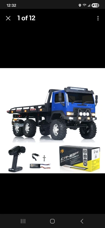 Camión de plataforma plana CR18P 1/18 6x6 RC Rock Crawler RTR 2 velocidades autos todoterreno stock EE. UU. Foto 1 de 1