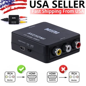 RCA AV to HDMI Converter Adapter For Gamecube Nintendo Sega Genes NES SNES N64 - Picture 1 of 13