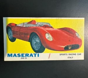 Vintage 1961 Topps Sports Cars #5 Maserati 200 SI Racing NM