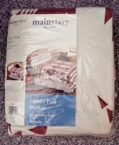 NEU ~ Mainstays Home weiß/rote Decke ~ Southwestern Tribal Design ~ Twin/Full - Bild 1 von 7