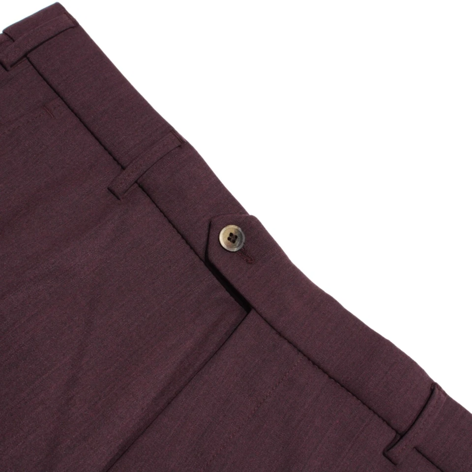 Meyer 全新带标签正装裤子 102 高(36 美国)波恩纯色紫色羊毛混纺 — 第 1/4 张图片