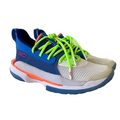 Zapatillas de baloncesto Under Armour Curry 7 azul/gris/naranja zapatos talla 6 años niños Foto 1 de 4