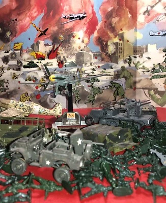 3Aerei + T34 + Sherman + Trasp. Truppe + Mezzo Antiaereo + Fanteria + Jeep #1:72 - Immagine 1 di 4