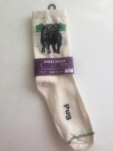 Wheel House Designs Black Pug Designer Dog Breed Socks  ~NWT~ - Picture 1 of 4