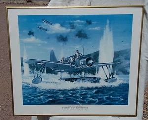 Framed Color Print of The 0S2U Kingfisher Seaplane Aircraft In Combat - Imagen 1 de 2