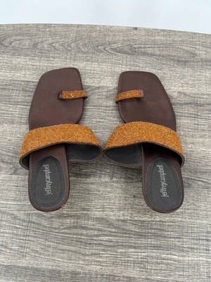 Jeffrey Campbell Eline-2 Sandália Slide Toe Loop 10 Elegante Clássico Bling Party - Imagem 1 de 4