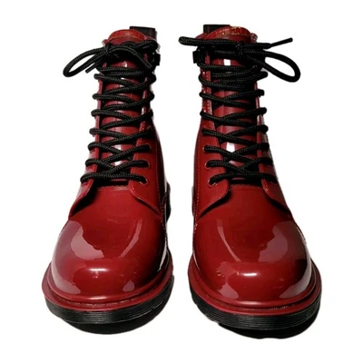 Botas de Combate de Lluvia Michael Kors Tavie MK Logo Con Cordones Borgoña Talla 7 Diseñador  Foto 1 de 4