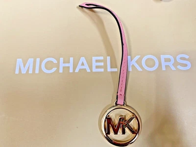 NUEVO MICHAEL KORS ORO MK LOGO MONEDERO ENCANTO LLAVERO ROSA PRÍMULA CUERO SAFFIANO Foto 1 de 4