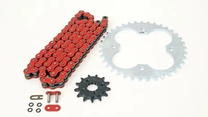 2003 2004 Polaris Predator 500 Red O-Ring Chain and Silver Sprocket 14/37 94L - Bild 1 von 2