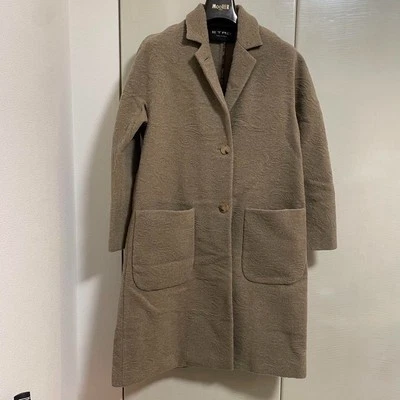 Abrigo Largo ETRO Lana 100 Beige Talla M Para Mujer Patrón Completo Diseño Bolsillo Auténtico Foto 1 de 4