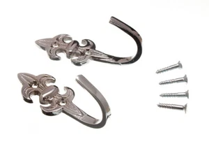 New 100 X Curtain Tie Hold Backs Fleur De Lys Chromed 75 X 25 X 35mm - Onestopdi - Picture 1 of 1