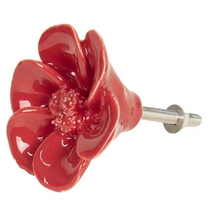 Clayre & Eef Pomello Maniglia per Cassetto Porcellana Fiore Rosso - Picture 1 of 1