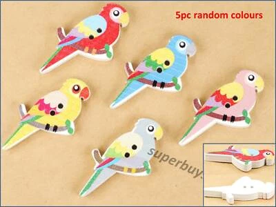 5pcs Assorted Bird White Back Button 2 Holes Mixed Assorted Sewing Scrapbook - Image 1 of 4