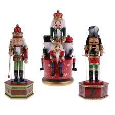 Wooden Nutcracker Handpainted Soliders Music Box Toy Christmas Decor Gift