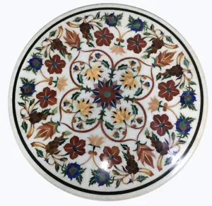 30" Mármol Hecho a Mano Centro Café Table Top Incrustación Pietra Dura Trabajo - Imagen 1 de 1