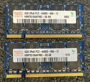 Hynix 8GB KIT ( 2X 4GB ) DDR2 800Mhz SODIMM PC2-6400 Memory Ram **TESTED** - Picture 1 of 1