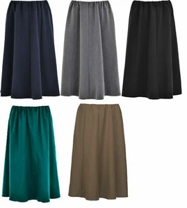 New Womens 8 Panel Plain Skirt Elasticated Waist 27 Inch Length Ladies skirts - Picture 1 of 11