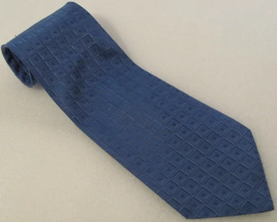 Gravata de seda masculina Joesph & Fiess azul cinza geométrica quadrados 3D 59 x 4 - Imagem 1 de 4