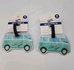 Set of 2 American Tourister Luggage Tag Light Up VW Bus Hippie Van Volkswagen - Picture 1 of 15