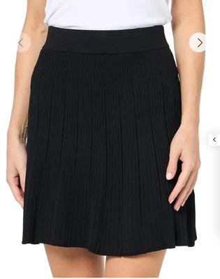 TED BAKER Skirt Womens TB 2 UK 10 Narlia Black Rib Skater Mini Skirt NEW - Image 1 of 4