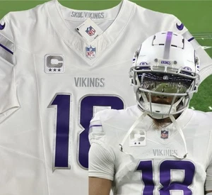 Camiseta deportiva mediana 40 Jefferson #18 Vapor FUSE Elite invierno guerrero vikingo auténtica - Imagen 1 de 17