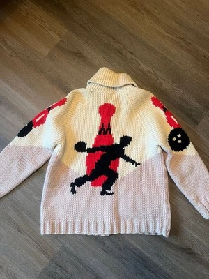 Suéter cárdigan de bolos Cowichan vintage años 50 talla mediana Foto 1 de 3