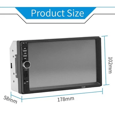 7" Double 2DIN Touch Screen Car Stereo FM MP5 Player Bluetooth Radio USB AUX - Image 1 of 4