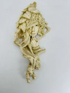 Vintage 1980s Toscano Wood Leaf Goddess Fantasy Lore Wall Sculpture 14 X 6-1/2” - Picture 1 of 3