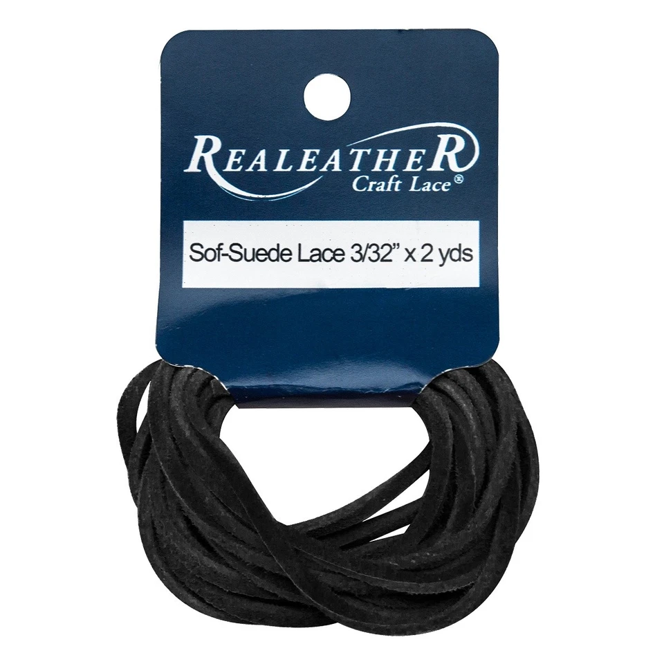 Sofá-gamuza artesanal de cuero real (R) encaje 3/32" X2yd-negro Foto 1 de 1