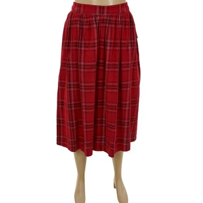 ST. JOHN'S BAY Mujer GRANDE Pull-On ROJA CUADROS PANA Acampanada FALDA Bolsillos Foto 1 de 4