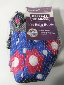 Pet Dog Rain Boots Flowers Dog Medium 4 Boots - Picture 1 of 2