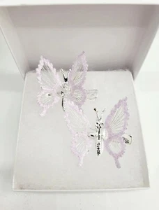 Purple Glitter Butterfly Hair Clips Moving Wings 90s Large - Picture 1 of 1
