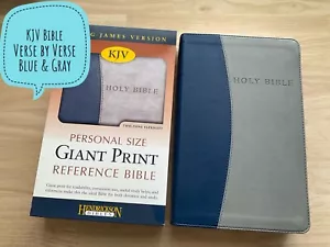 KJV Giant Print Personal Size Reference Bible 2010 Blue Gray - Picture 1 of 15