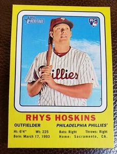 2018 Topps Heritage Baseball Rhys Hoskins #69CC-RH RC Insert Rookie Phillies - Picture 1 of 2