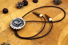 Bolo Tie with Leather rope Western Necklace made from real Deer Antler
