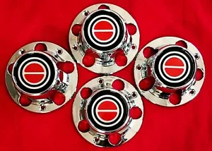 4pcs. 1980-1996 F150 BRONCO Wheel Hub CHROME RED Center Caps w/ Screws - Picture 1 of 1