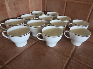 Thomas Germany Porzellan 12er Set flache Becher - innen Platinband auf weiß - Bild 1 von 6