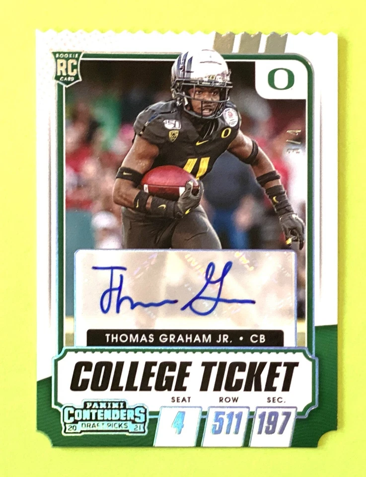 2021 Panini Contenders Draft Picks Ticket Stub Thomas Graham RC AUTO #/4 Ravens - Image 1 of 2