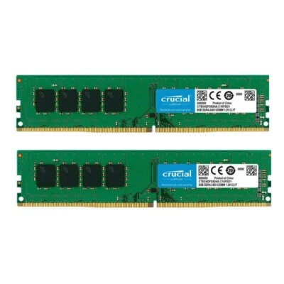 Crucial  16GB 2X8GB DDR4 2400MHz PC4-19200 Desktop UDIMM Memory Ram CT8G4DFD824A - Image 1 of 4