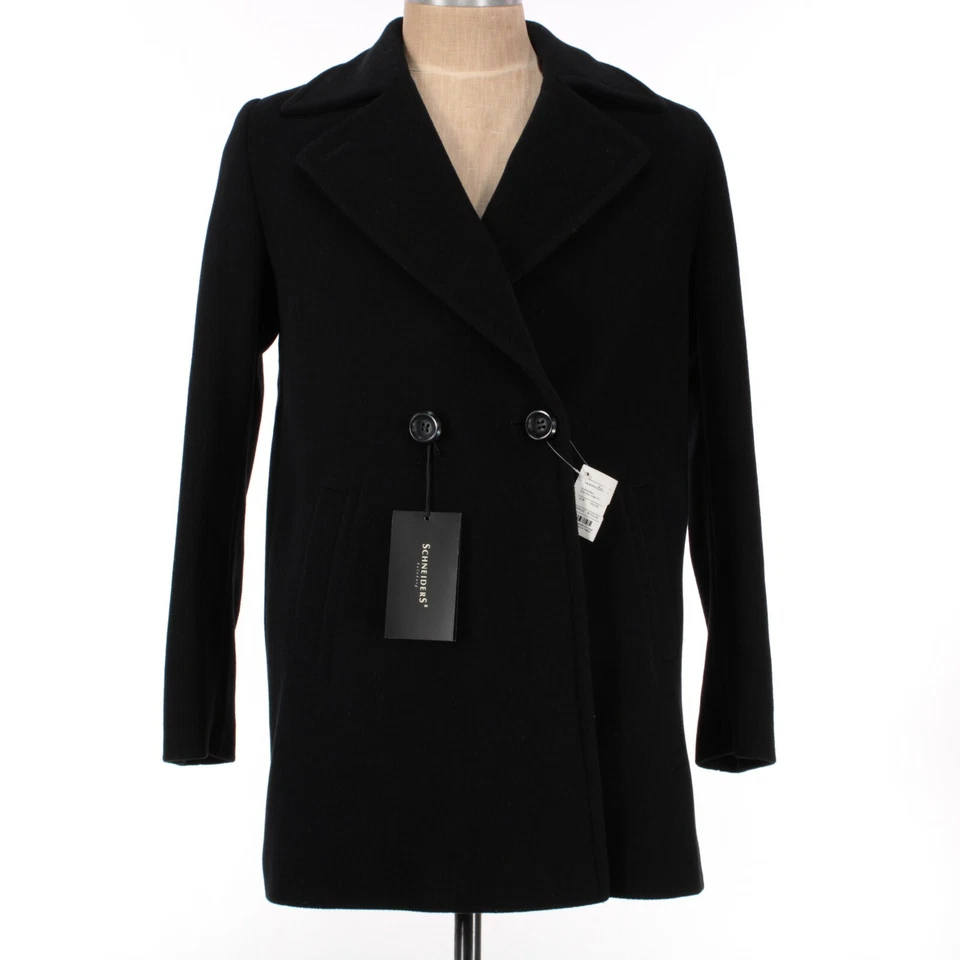 Casaco Schneiders novo com etiquetas mistura de lã/angorá Patrizia tamanho 40 EUA 10 em preto sólido - Imagem 1 de 4