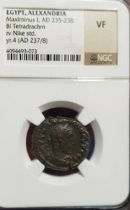  Maximinus I AD 235-238. Egypt Alexandria BI Tetradrachm Nike .NGC VF - Picture 1 of 2