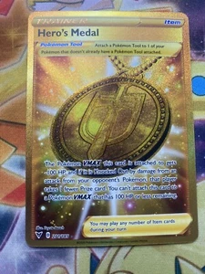Heros Medal 201/185 Vivid Voltage Full Art Gold Secret Rare Pokemon NM - Picture 1 of 2