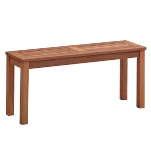 2-Person Patio Backless Garden Dining Solid Wood Bench W/Breathable Slatted Seat - Picture 1 of 14