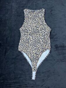 Zara Womens Leopard Print Halterneck Body Suit Gold Size Medium M