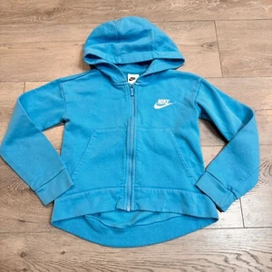 Nike Full Zip Hoodie Sweatshirt Pockets Blue Casual Activewear Kids Small 6-7 - Picture 1 of 8
