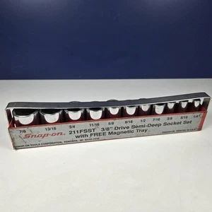 Rare Snap On 211FSST 3/8 Standard SAE 6 Pt Semi Deep Drive Socket 11 Pcs Set - Foto 1 di 7