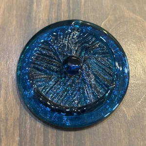 Vintage Hand Blown Pressed Art Glass Flower Sun Catcher Blue - Picture 1 of 6