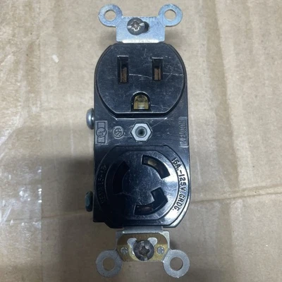 Leviton 4794-1R 15 amperios, 125 voltios, grado industrial, receptáculo de bloqueo dúplex, L Foto 1 de 4
