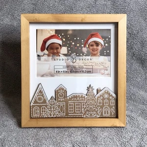 NEU Weihnachten Holz Bilderrahmen 4x6 Foto 3-D Stadt Design - Bild 1 von 9