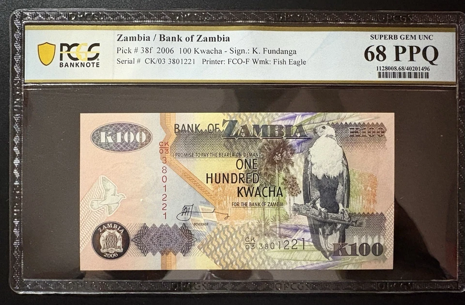 Zambia, 100 Kwacha, 2006, P-38f Excelente Gema Unc Eagle Top Pop ¡Nota! Foto 1 de 3